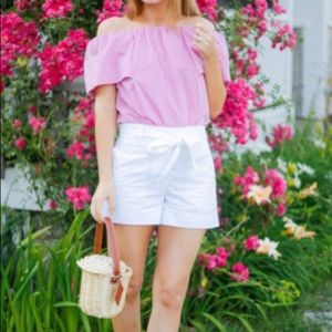 Topshop - Maggie Bardot Pink and white Gingham top